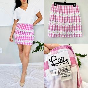 Lilly Pulitzer Pink and White Gingham Daisy Mini Skirt